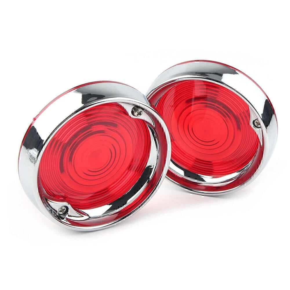 3-1/4" Turn Signal Bezels Red Lens Cover&Trim Rings For Harley Touring Road King