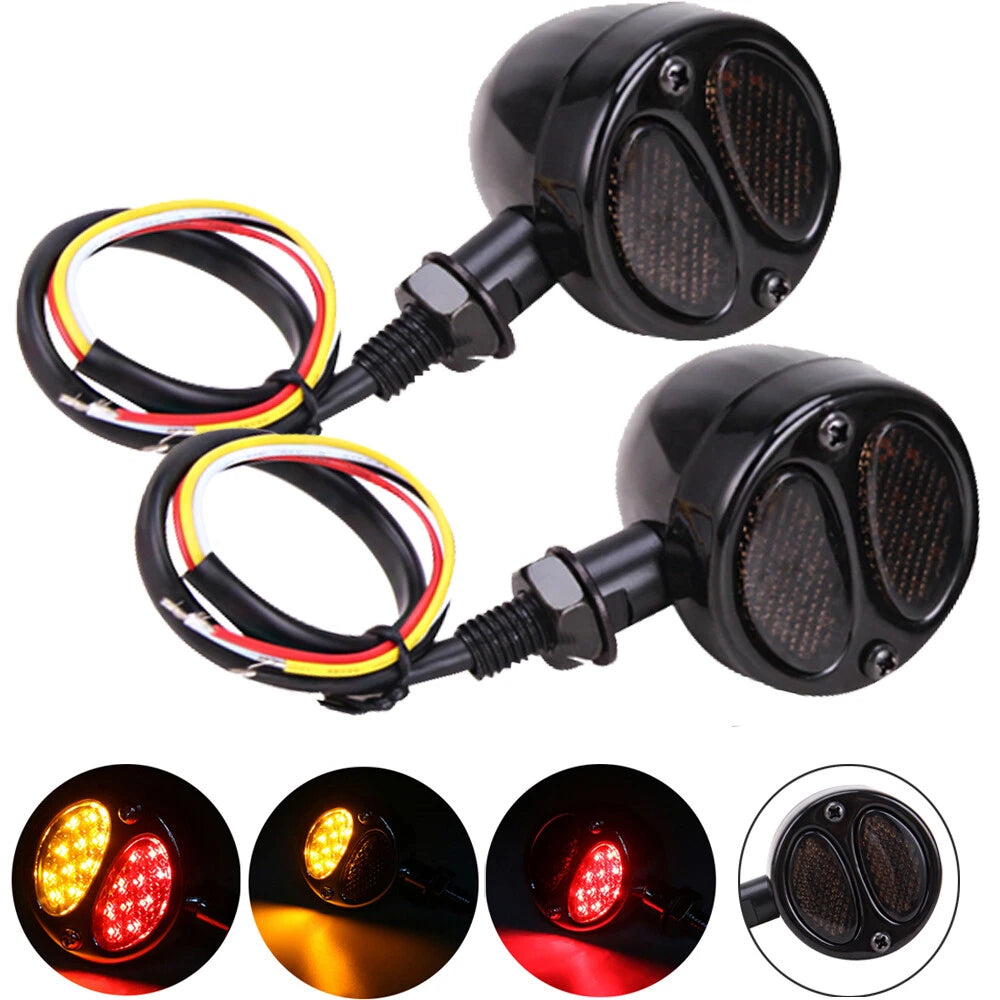 Motorcycle LED Bullet Amber & Red Turn Signal Light For Harley Softail Sportster