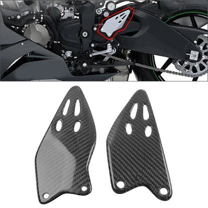 Carbon Fiber Footrest Rear Foot Heel Guards Plates For Kawasaki ZX-6R 636 19-25