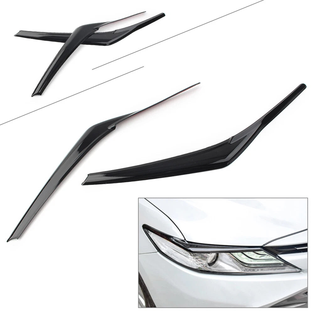 Headlight Eyebrow Decoration Cover Trim Black Fit Toyota Camry SE XSE 2018-2024