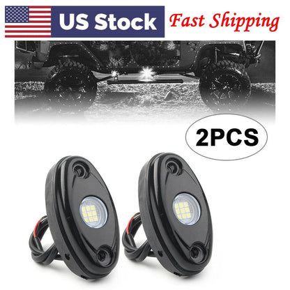 White LED Rock Light for JEEP ATV Off-Road Truck Under Body Trail Rig Lamp 2PCS