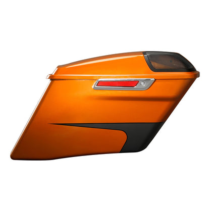 4"Stretched Saddlebags For Harley Street Glide 14-23 Scorched Orange/Black Denim