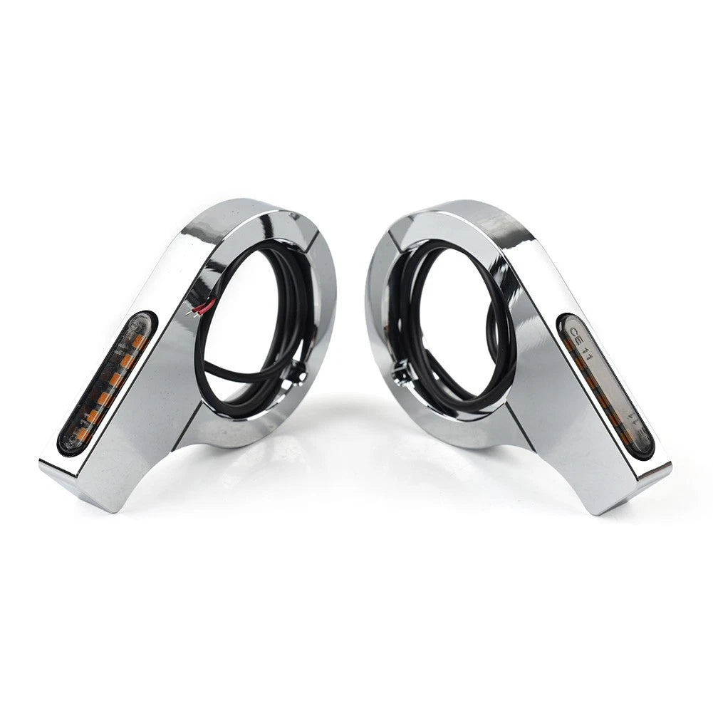 42MM-46MM Fork Turn Signal Light Indicator Amber Chrome For Harley Touring Dyna