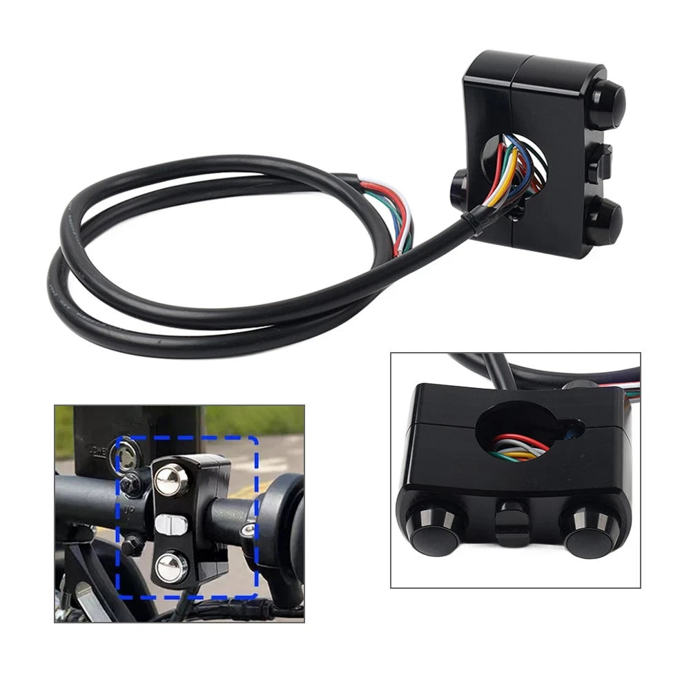 1" Handlebar Control Switch Horn Turn Signal Light Black For Harley Bobber