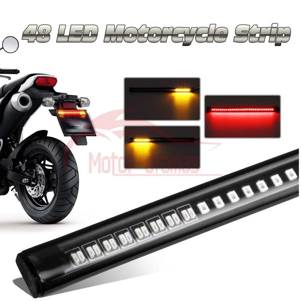 48 LED Flexible Motorcycle Light Strip Rear Tail Brake Stop Turn Signal Lamp Bar