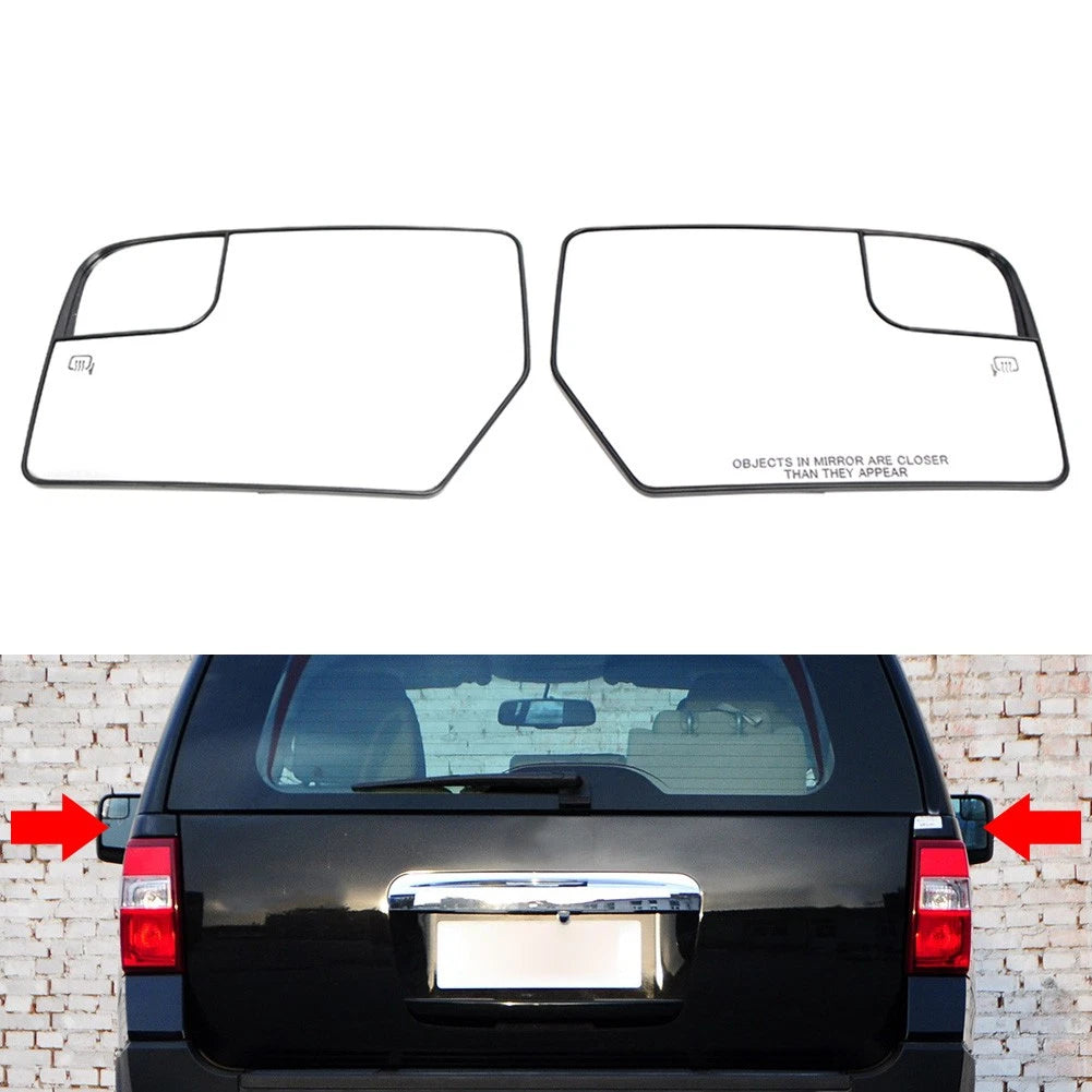 1 Pair Side Mirror Glass Heated Glass With Spotter For Ford Expedition 2012-2017