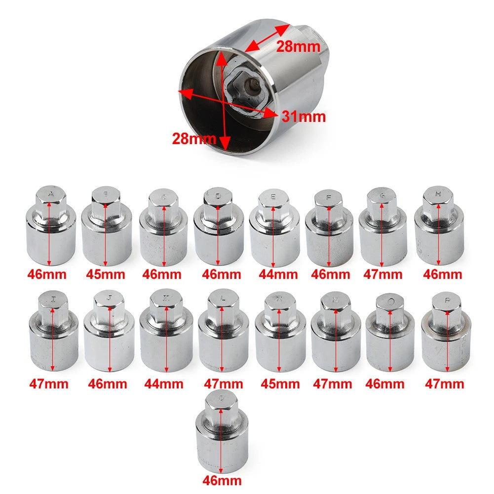 Locking Wheel Nut Key Anti-theft Screw Key Tool For Land Rover Freelander #M