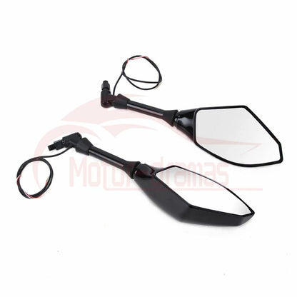 Motorcycle LED Turn Signal Integrated Indicator Light Rearview Side Mirrors 10mm