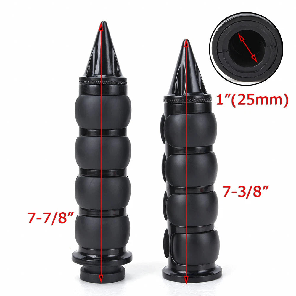 Black Cushion Motorcycle 1" INCH Spike Hand Grips Handlebar Throttle For Harley