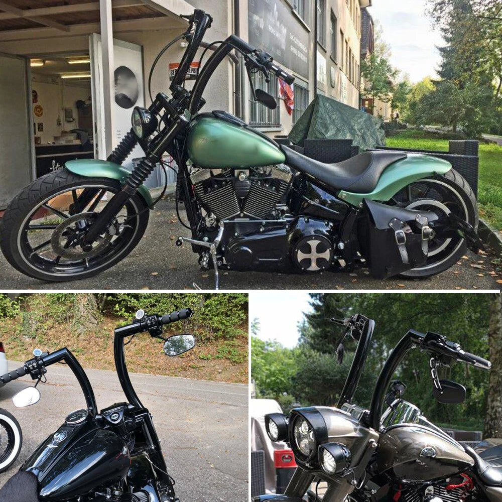 12" Rise 2" Ape Hanger Handlebars For Harley Sportster Fatboy Dyna Softail FLST