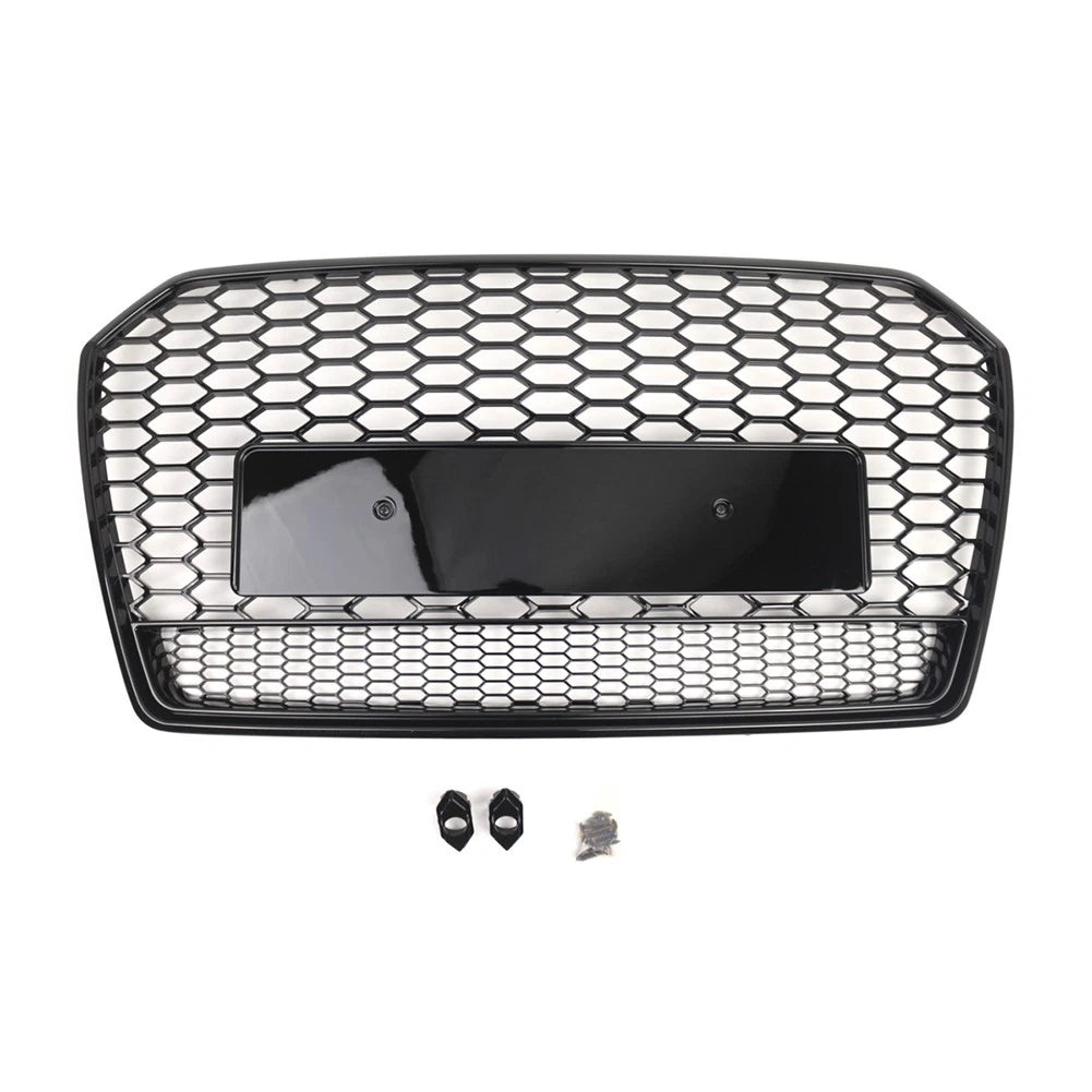 1pc Glossy Black Front Bumper Honeycomb Grille For Audi A6 S6 C7 2016-2018