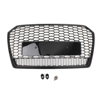 1pc Glossy Black Front Bumper Honeycomb Grille For Audi A6 S6 C7 2016-2018