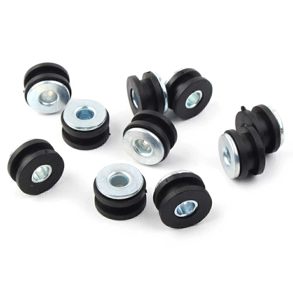 10x Rubber Fairing Cowling Grommet Bushing Bolts Gasket Black+Silver Motorcycle