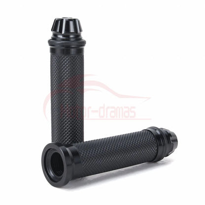 Black Motorcycle Rubber Gel CNC Hand Grips For 7/8" 22mm Handlebar Sports Bike