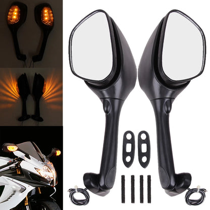 Rear View Mirrors LED Turn Signals For Suzuki GSXR600 GSXR750 2006-2015 GSXR1000