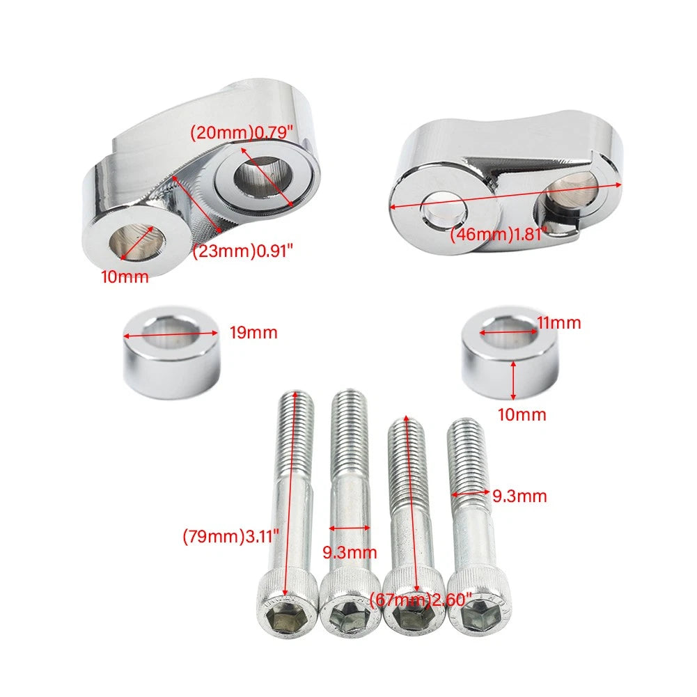 Chrome 39MM 49MM Front Turn Signal Mount Bracket Relocation Kit For Harley Dyna