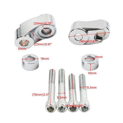 Chrome 39MM 49MM Front Turn Signal Mount Bracket Relocation Kit For Harley Dyna