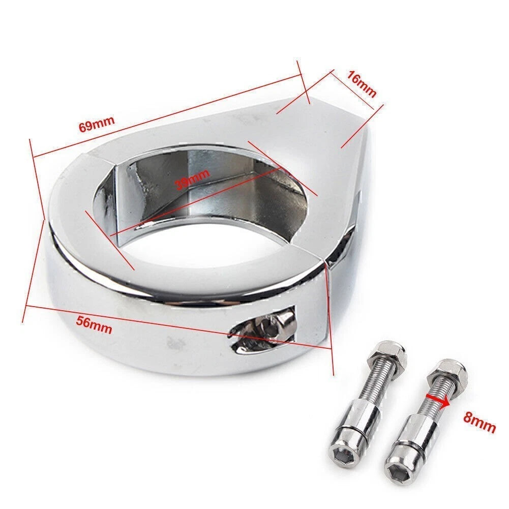 39mm Moto Mount Headlight Bracket Fork Clamp Turn Signal Clamp Chrome Universal