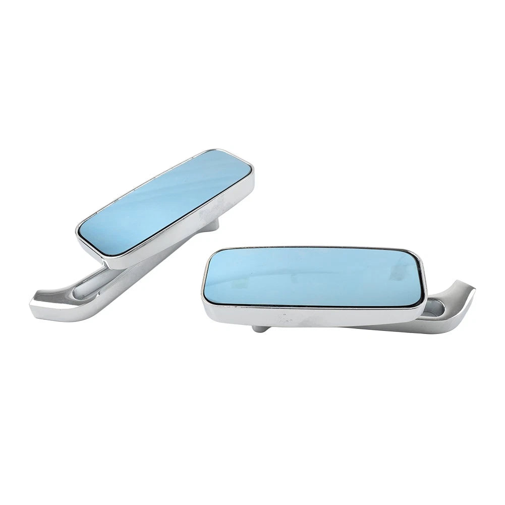 2x Chrome Blue Rearview Side Mirror For Harley For Honda For Kawasaki For Suzuki
