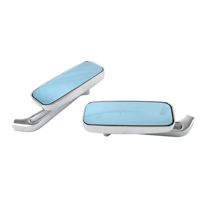 2x Chrome Blue Rearview Side Mirror For Harley For Honda For Kawasaki For Suzuki