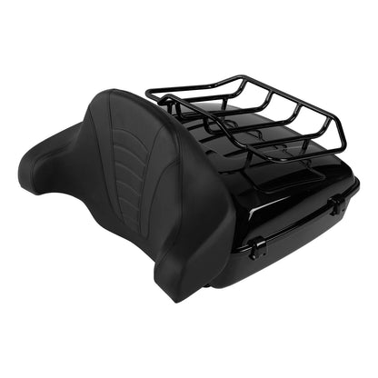 Black Chopped Trunk Rack Pad Fit For Harley Touring Street Glide 97-08