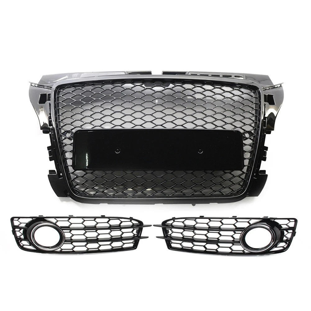 Front Bumper Radiator Honeycomb Grille Fog Light Cover For Audi A3 8P 2009-2012