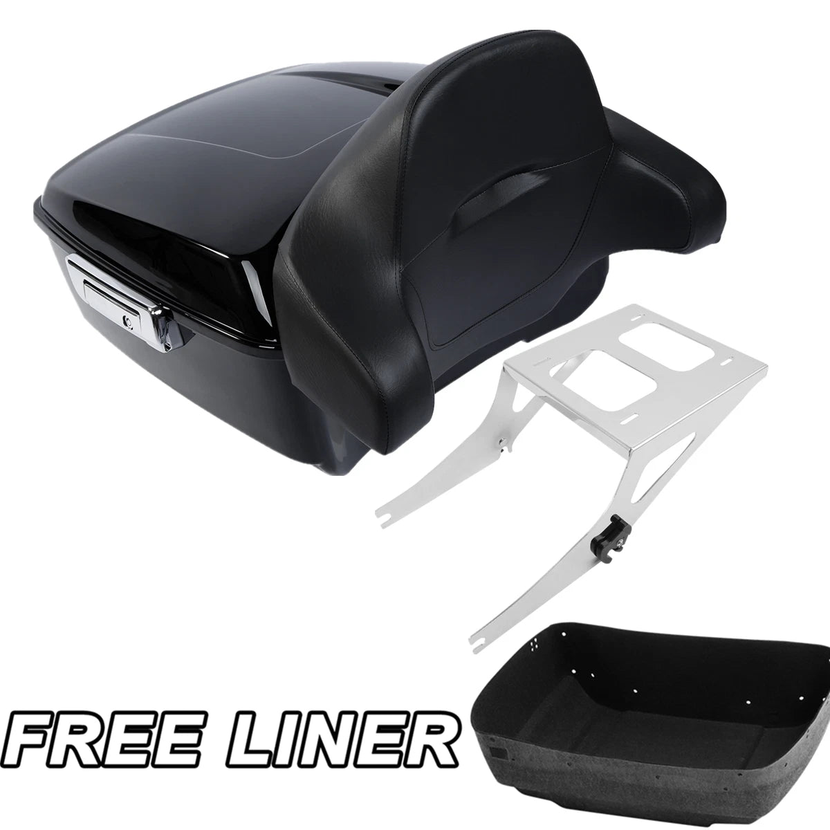 King Trunk Backrest Pad Two Up Mount Rack Fit For Harley Fatboy 08-16