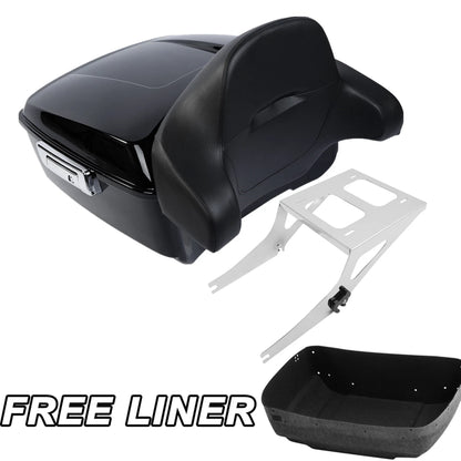 King Trunk Backrest Pad Two Up Mount Rack Fit For Harley Fatboy 08-16