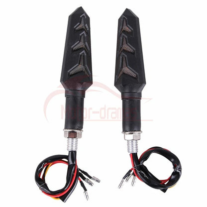 2x Motorcycle turn signal Indicators Blinkers Flexible Bendable Amber light lamp