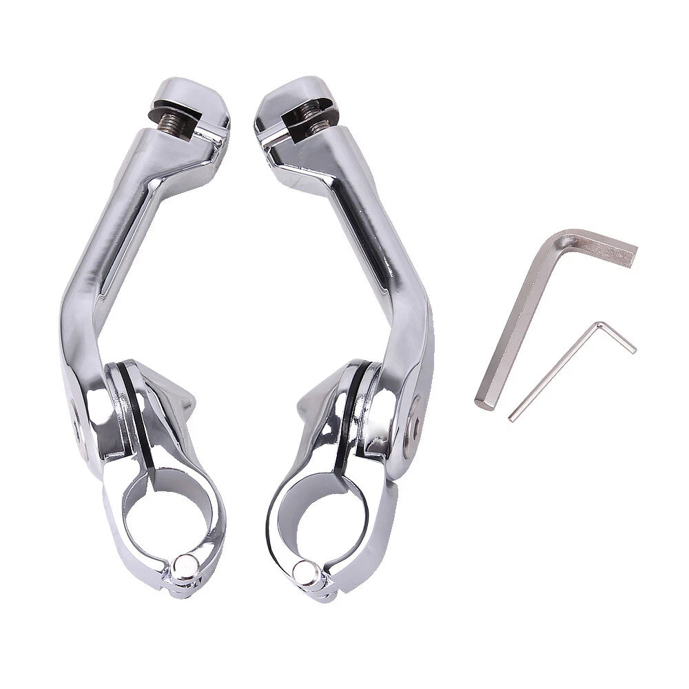 32mm Chrome Highway Long Angled Footpeg Pegs Mount Clamp For Harley Engine Guard