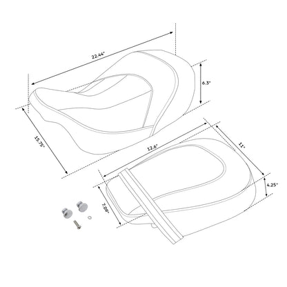 Driver Rider Passenger 2 Up Gel Seat Fit For Harley Electra Road Glide 2009-23