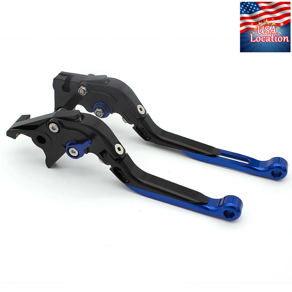 For Yamaha RAPTOR 250 2008-2013 Fold Extend Brake Clutch Levers Grip Handle Blue