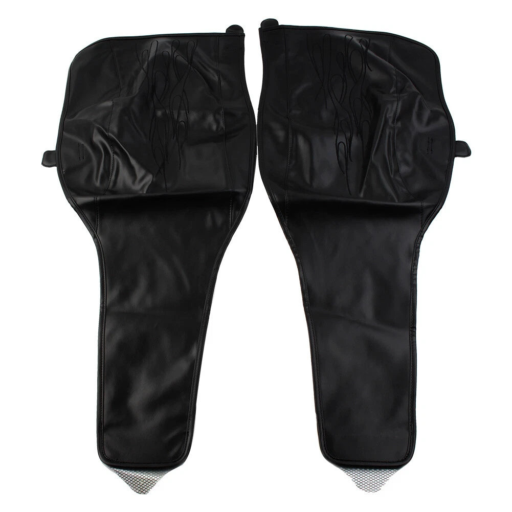 Flame Rear Trike Fender Bra Fit Harley Tri Glide Ultra Classic Black PU Leather