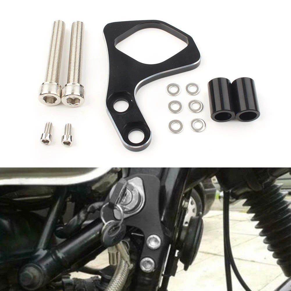 1PC For Scrambler CNC Motorcycle Ignition Key Relocation Bracket Black and White