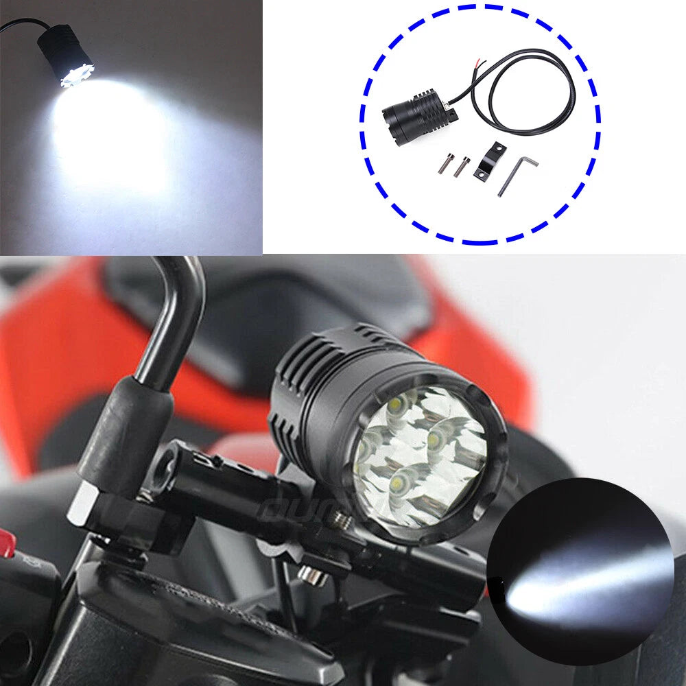 Motorcycle Headlight Spot Light Fog Lamp Waterproof 4LED White