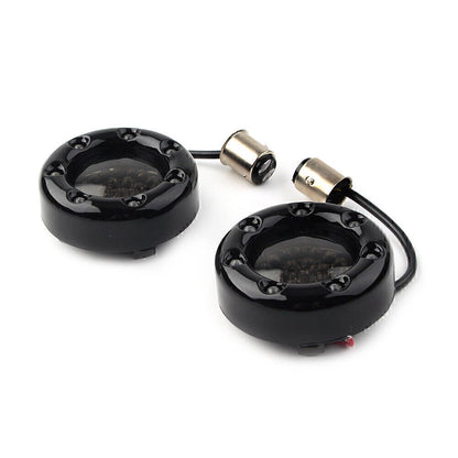 Fit Harley Softail Dyna LED Black Fire Ring Turn Signals Lights Bulbs Lamps