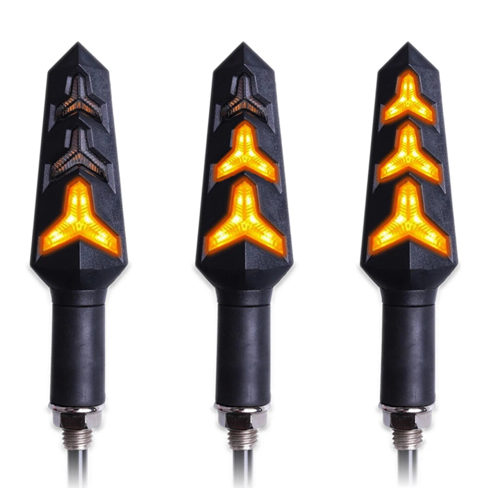 2x Motorcycle turn signal Indicators Blinkers Flexible Bendable Amber light lamp