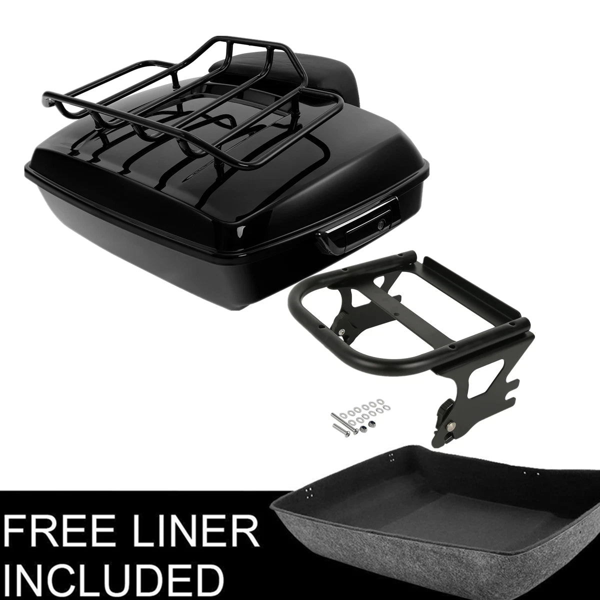 Chopped Trunk Pad Mount Rack Fit For Harley Touring Electra Glide 97-08 07 Black