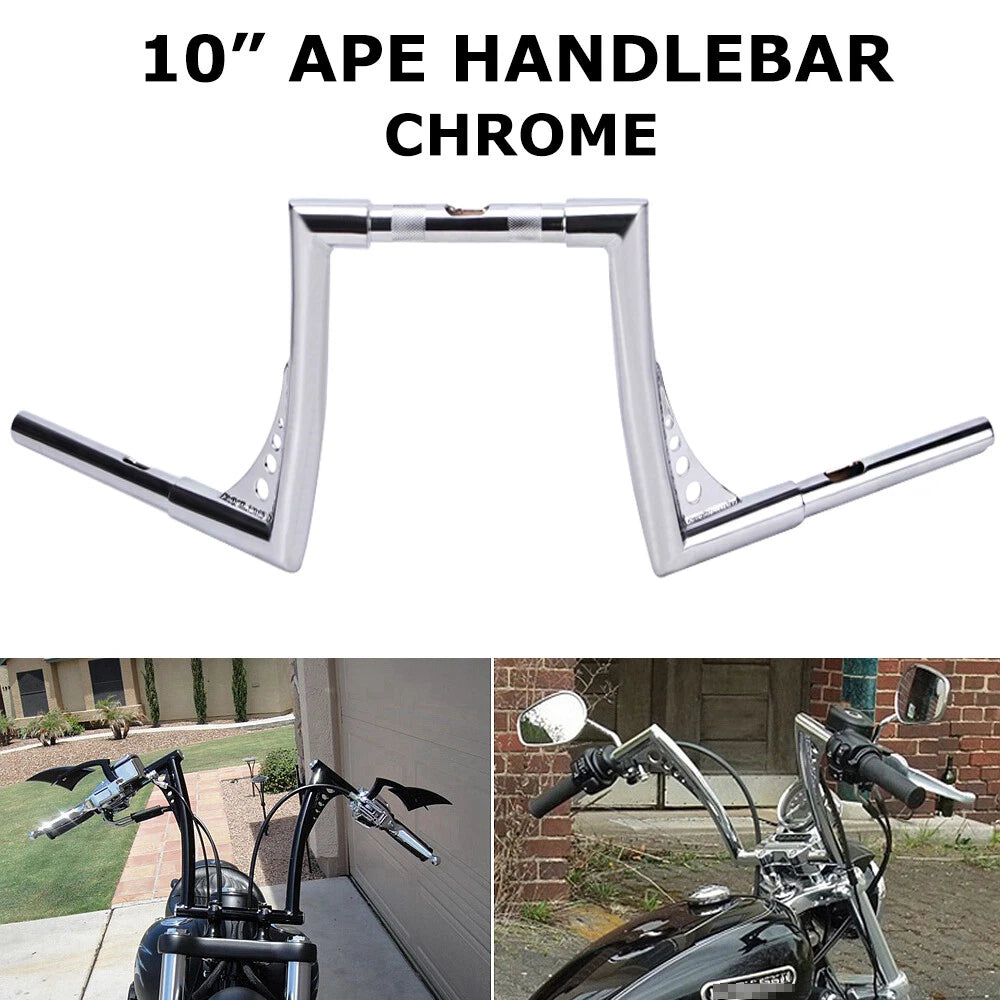 Chrome 10" Rise Fat APE Hangers Bar Handlebar For Harley Sportster Softail Dyna