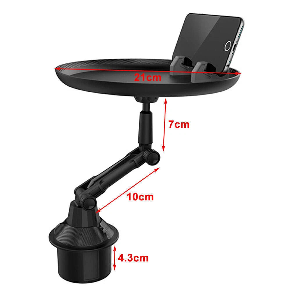 Cup Drink Holder Table Tray w/ Cell Phone Slot Coffee Stand Food Tray Long Style
