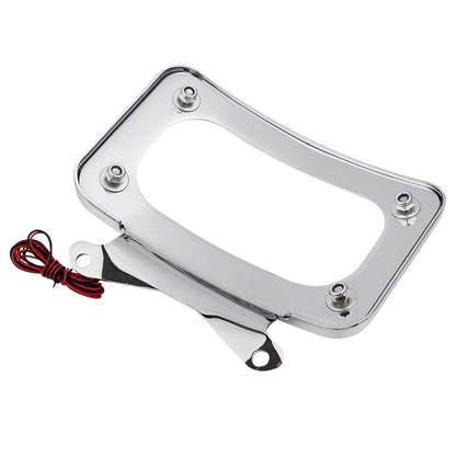 Curved Laydown License Plate Mount Frame Light Fit For Harley Street Road Glide
