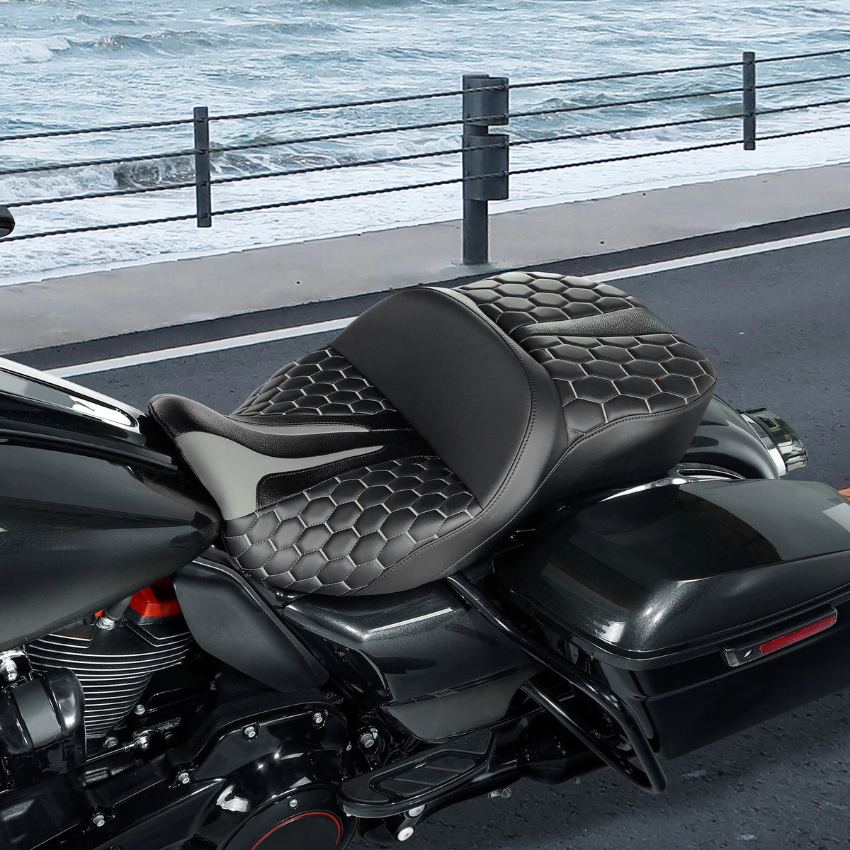 Driver Passenger Gel Seat Fit For Harley Davidson Touring Road Glide King 09-23