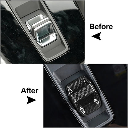 Gear Lever Shift Knob Cover Trim Fit Audi A3 S3 RS3 8Y 20-23 Carbon Fiber Black