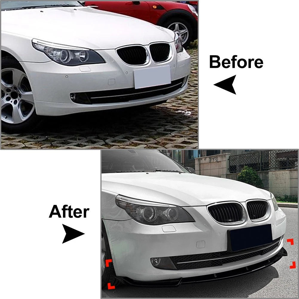Glossy Black Front Bumper Lip Spoiler For BMW 5 Series E60 2008-2010