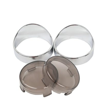 Turn Signal Light Trim Ring Visors & Smoke Lens Fit For Harley Dyna Sportster XL