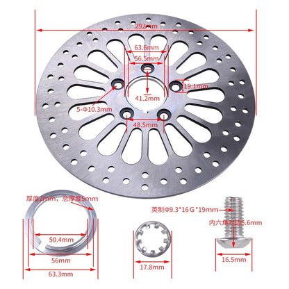 11.5" Rear Brake Disc Rotor for Harley Sportster XL883 1200 Softail Dyna Touring