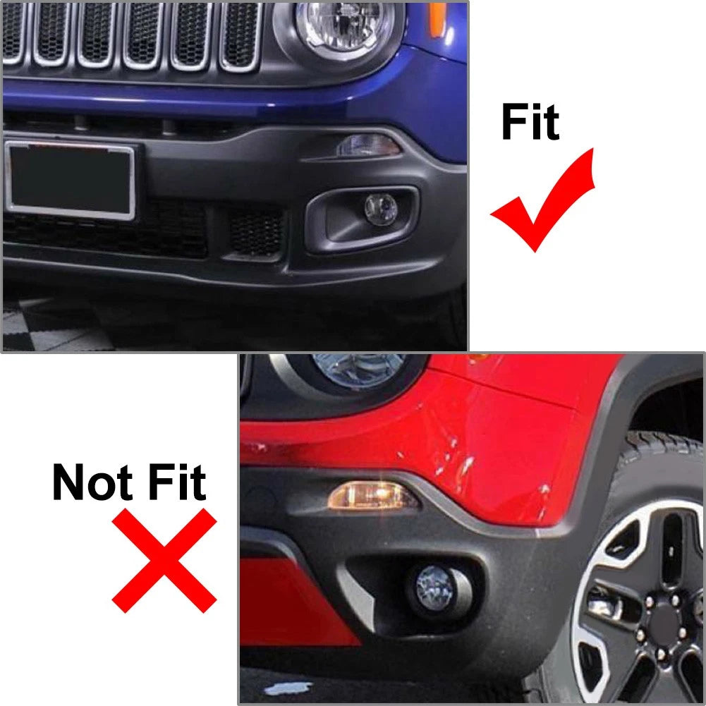 Front Bumper Fog Lights Cover Fit Jeep Renegade (Latitude/Limited / Sport) 15-18
