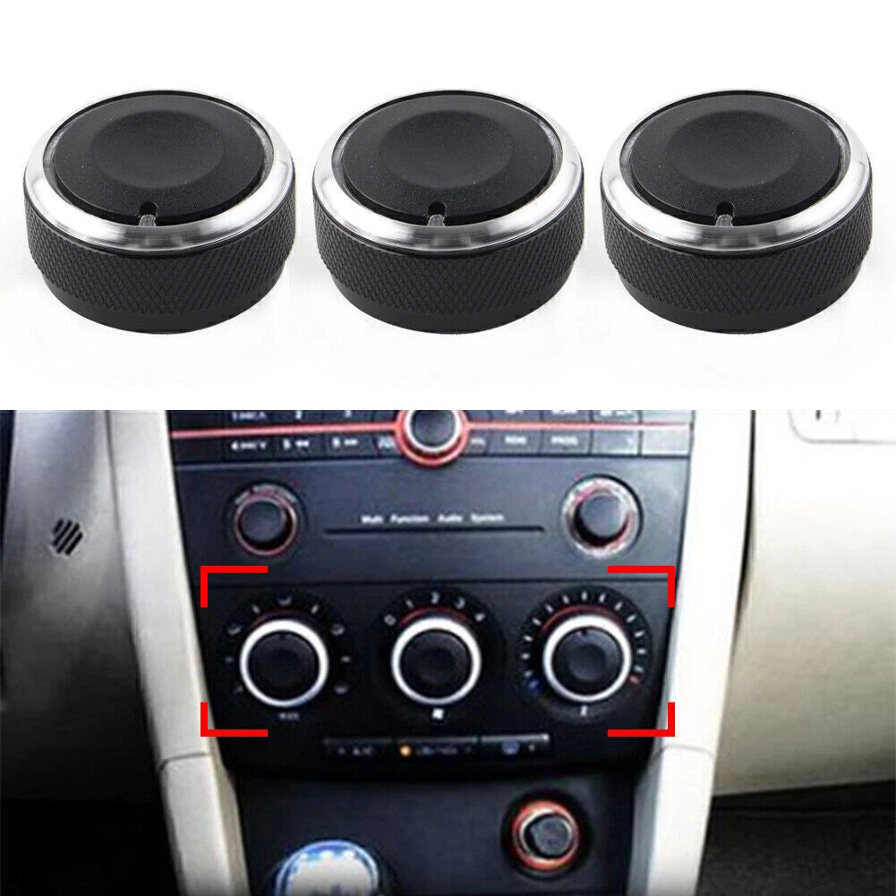 3Pcs Air Condition A/C Panel Control Switch Knob Cover For MAZDA 3 M3 2004-09
