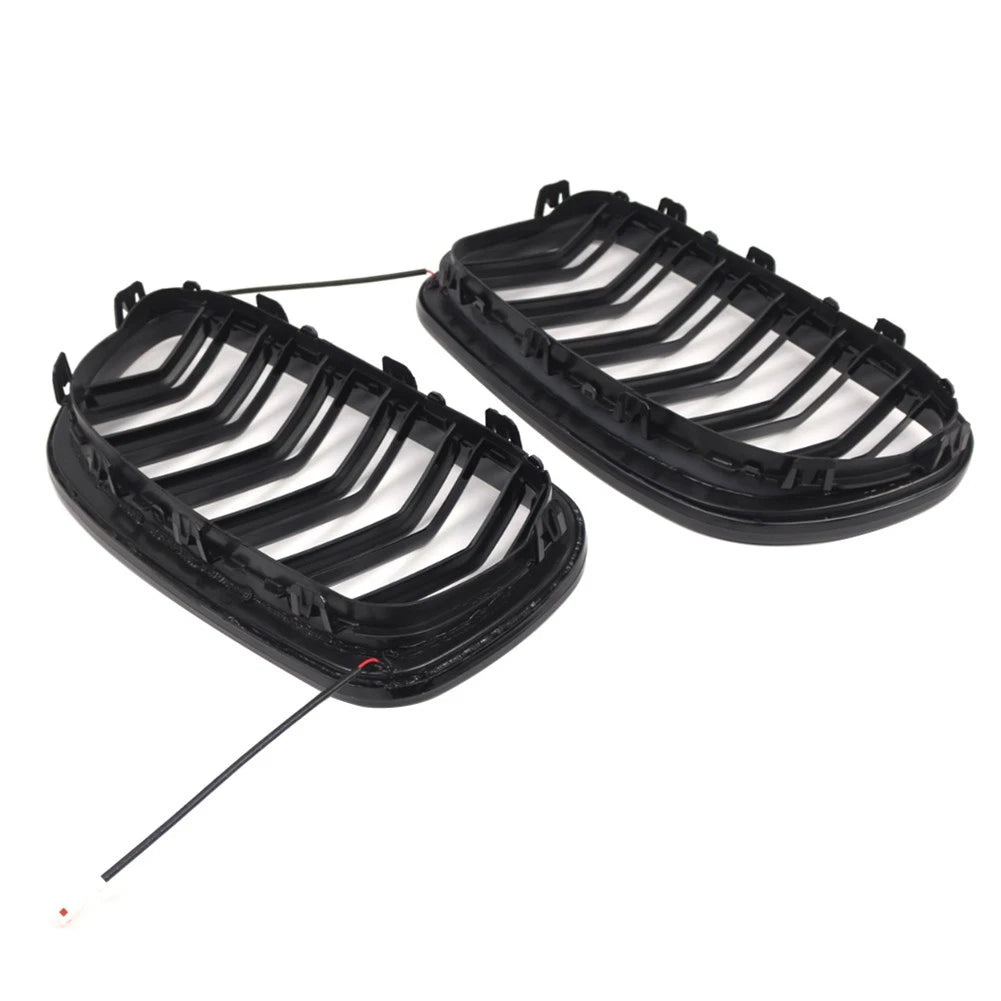 Glossy Black Front Kidney Grille W/ Light Strip For BMW 5 Series F10 F11 2010-16