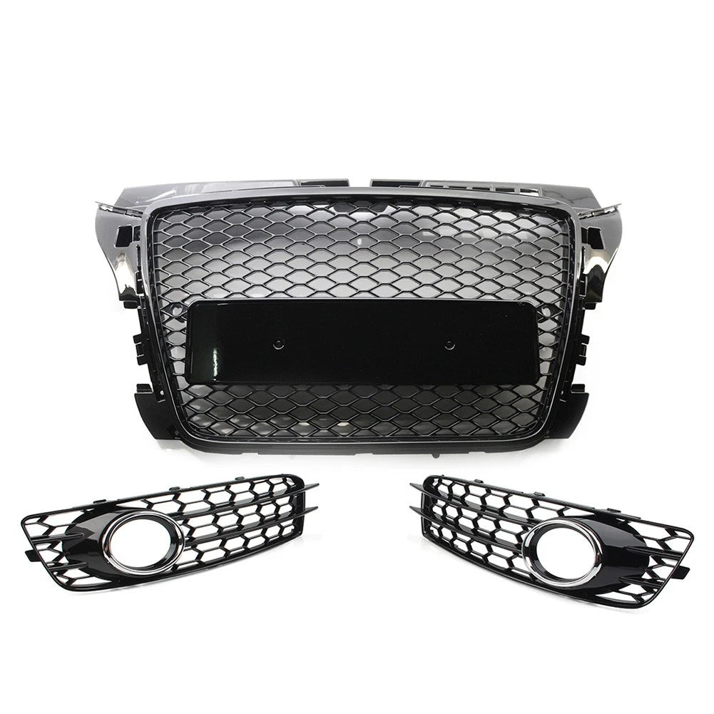 Front Bumper Radiator Honeycomb Grille Fog Light Cover For Audi A3 8P 2009-2012
